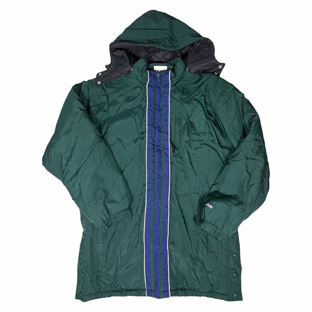 Vintage 90s Adidas Full-Zip Insulated Green Long Puffer Jacket Coat - Size M